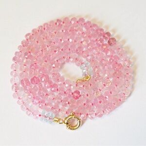 Pink Tourmaline Beaded Candy Necklace 14K Gold